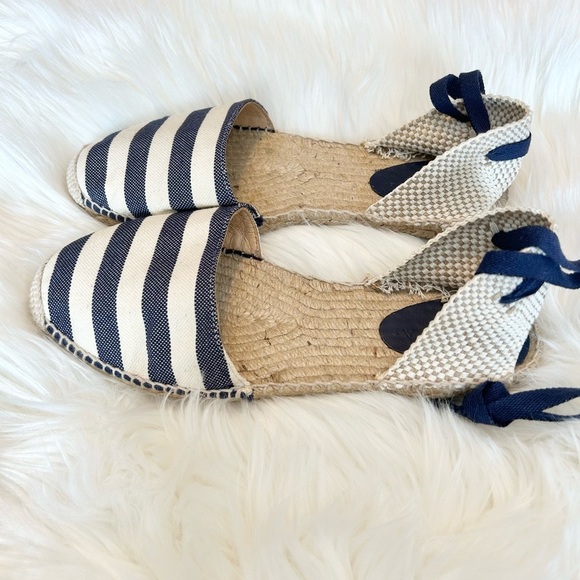 Navy Striped Espadrilles with Lace-Up Design - Picture 4 of 5